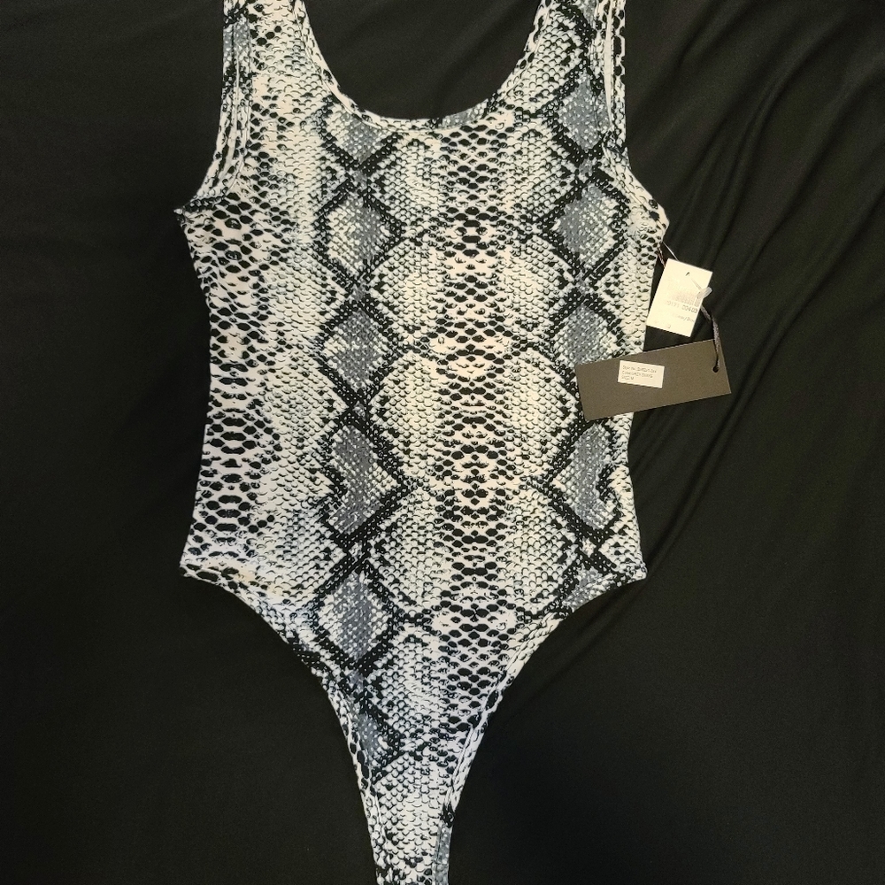 Black and White Snake Skin Body Suit